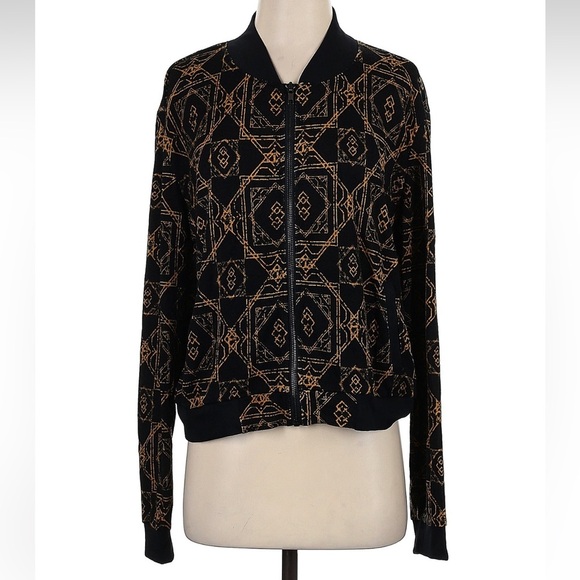 LuLaRoe Stevie Holiday Elegant Collection Black Gold Bomber Jacket Size L NWT - Picture 9 of 9